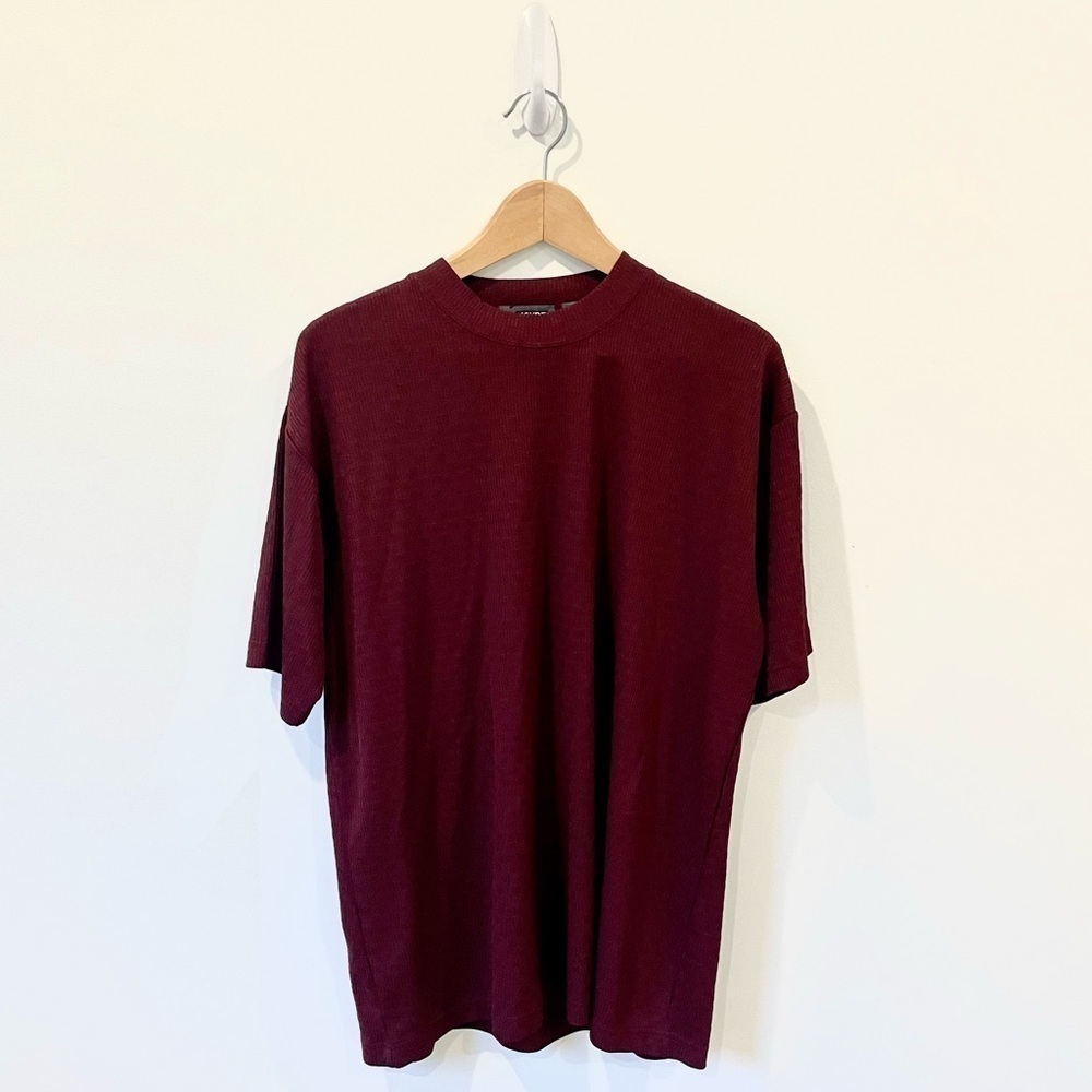 LeMonde Men’s Maroon Red Short Sleeve Shirt